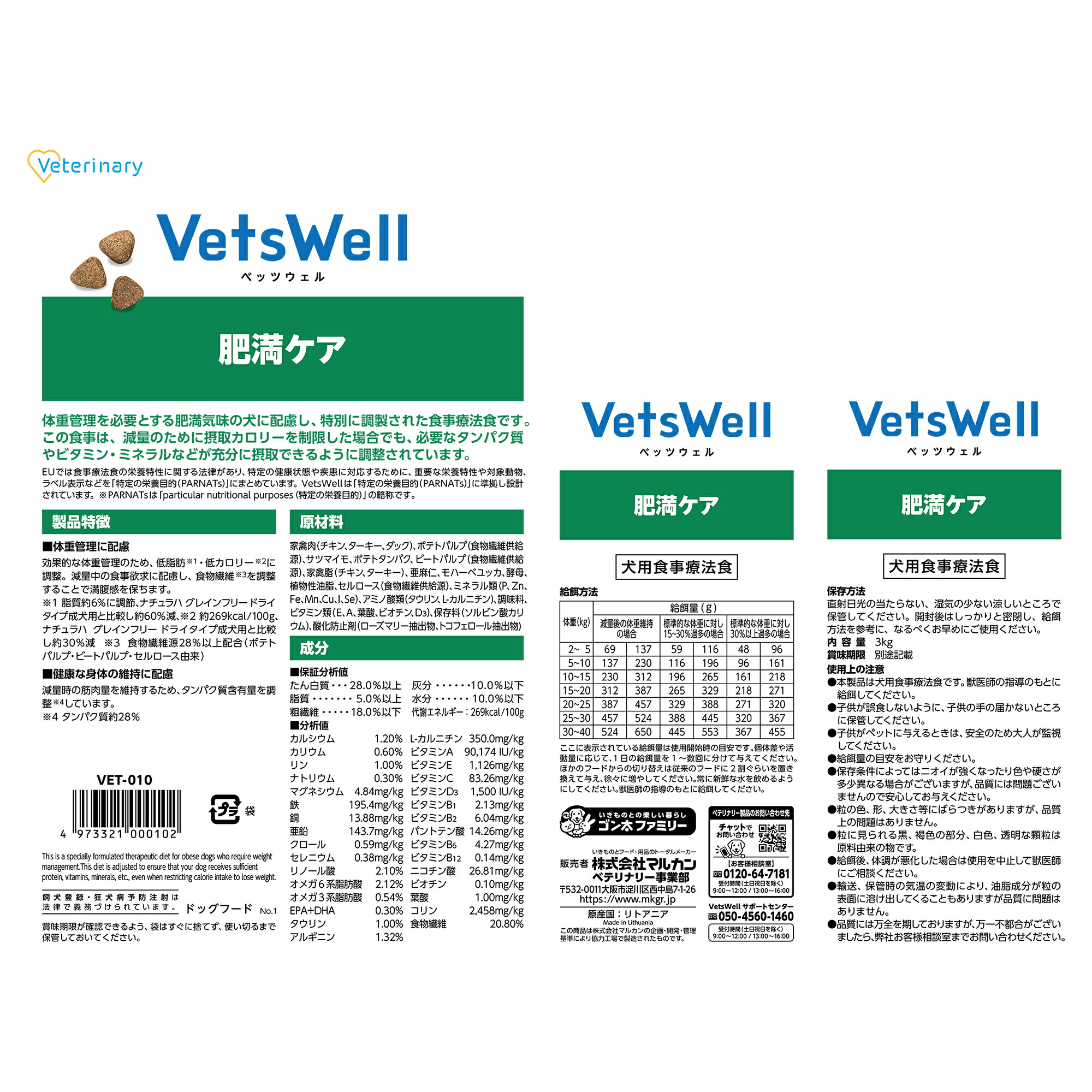 【ハッピーベル】ベッツウェル　犬用食事療法食　肥満ケア【賞味期限 2027-09-30】