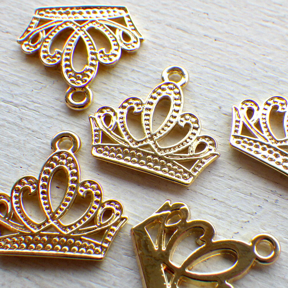 楽天市場 1個 チャーム ドット柄ティアラ 約14 18mm ゴールド ハンドメイド Beads Happyboo