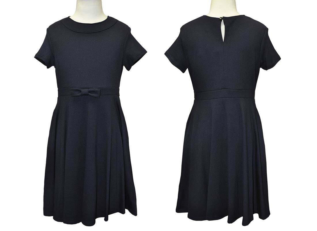 楽天市場 フォーマルフレア 半袖ワンピース カットソー生地 濃紺 100 130サイズ あす楽 お受験用品 ハッピークローバー