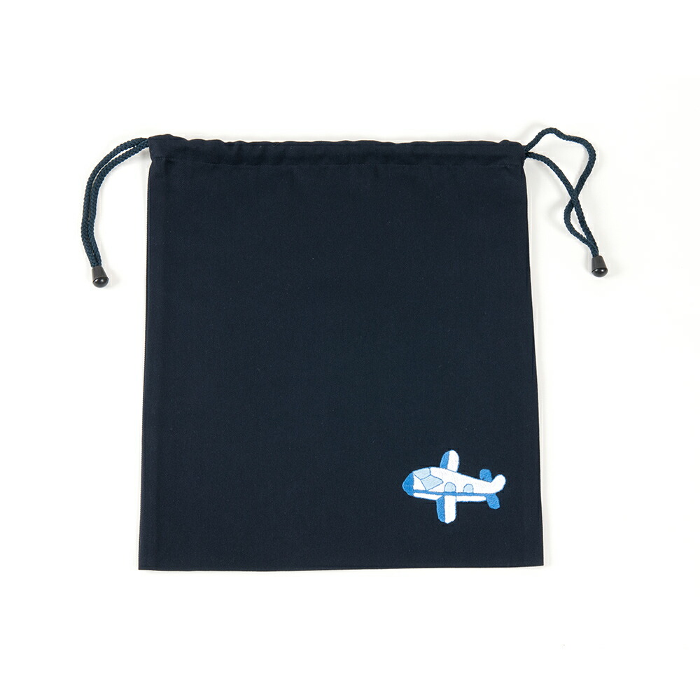 【ハンドメイド手刺繍【恐竜】巾着バッグ(中)・お着替え入れ・入園入学お受験に【あす楽】 お受験用品 ハッピークローバー