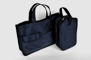 【レッスン】【2点セット】紺色ナイロン製レッスンバッグ&amp;シューズバッグ【お受験バッグのハッピークローバー】