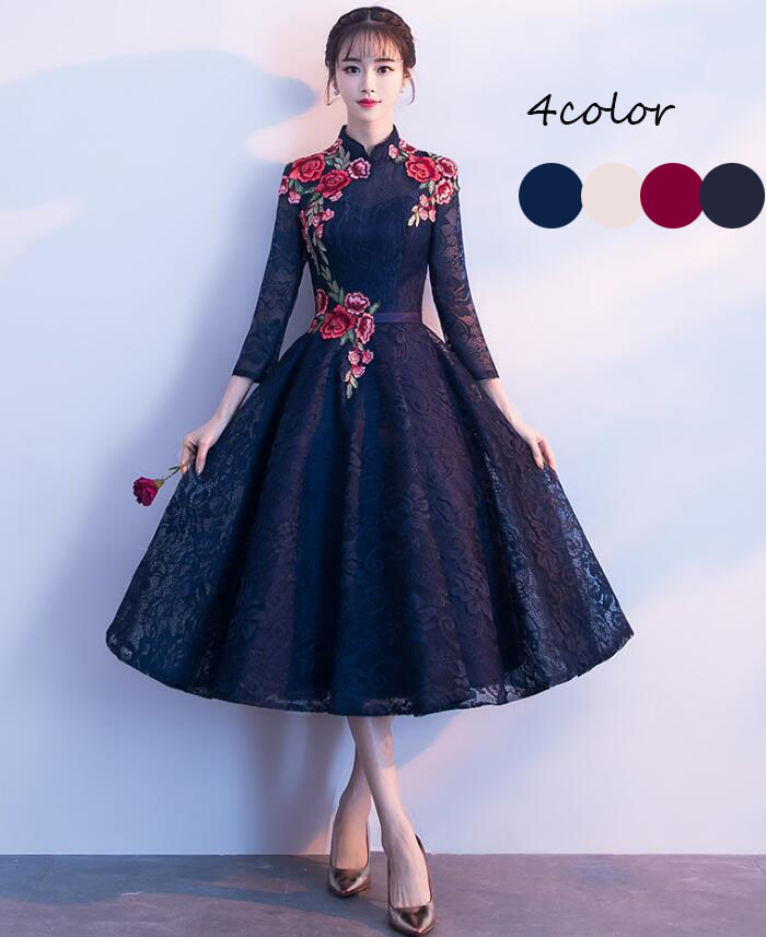 楽天市場】チャイナドレス 「XS~XXL」立ち襟 ワンピース チャイナ風