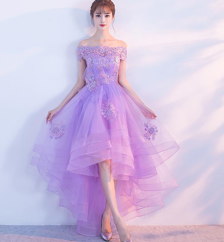 パープル フラワー装飾 膝丈ミニドレス/パーティードレス/結婚式等に 6f8d61714b911013fc2a02b7f13aa4