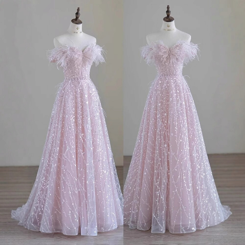 パーティードレス ロング ウェディングドレス 二次会 花嫁 プリンセスドレス お洒落 エレガント 結婚式 前撮り ロングドレス オフショルダー Aライン かわいい ピンク 成人式ドレス フォーマル コンサート イブイングドレス 演奏会 発表会 レディース 大きいサイズ イベント