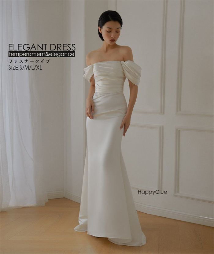 ウエディングドレス 白 オフショルダー パーティードレス 結婚式 エレガント 優雅 フォーマルドレス コンサート 白ドレス 高品質 成人式ドレス 二次会ドレス ピアノ礼服 演奏会 発表会 レディース ロングドレス エンパイア 上品 お呼ばれ イベント 大きいサイズ 小さいサイズ
