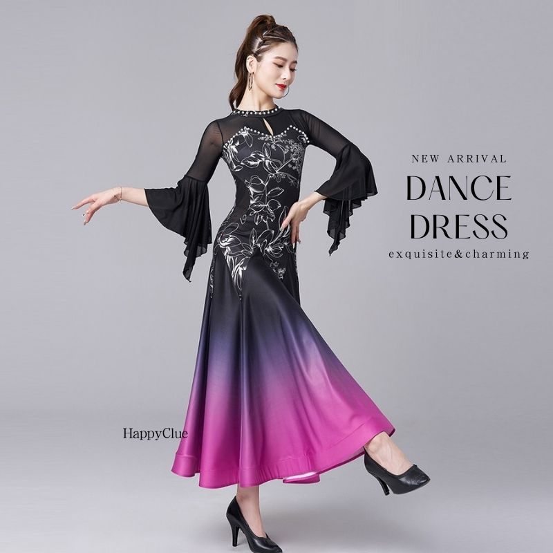 楽天市場】社交ダンス モダンドレス 衣装 ダンス発表会 大きい裾 競技