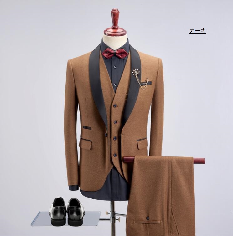 7色選択可 スリムスーツ タキシード メンズスーツ 細身 紳士服