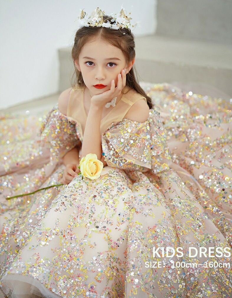 子供ドレス キッズドレス プリンセス ピアノ演奏会 発表会 女の子 ワンピース ドレス 子供服 礼服 100 120 130 140 150 160cm 子ども ジュニア服 フォーマル 結婚式 七五三 お宮参り 学校 おしゃれ スパンコール 上品 Aライン 体型カバー 袖あり ロング 可愛い お姫様ドレス｜HappyClue 店 9,500円