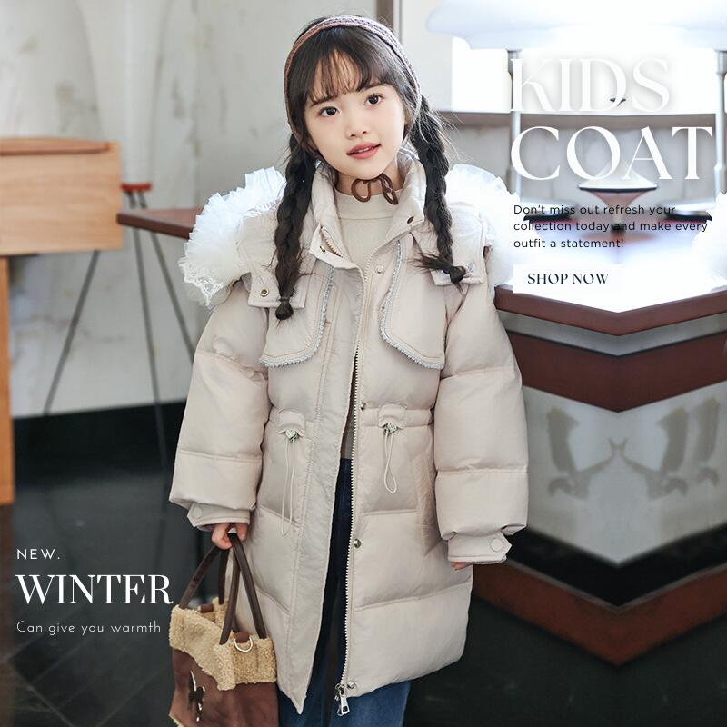 子供服 冬服 ダウンジャケット 可愛い 女の子 ダウン コート キッズ アウター おしゃれ ダウンコート 子供 あったか 冬 フード付き ジュニアコート 子供コート 通学 こども服 ロング キッズアウター 冬 キッズコート 防寒 保温 カジュアル 送料無料 白 パープル 紫 ピンク