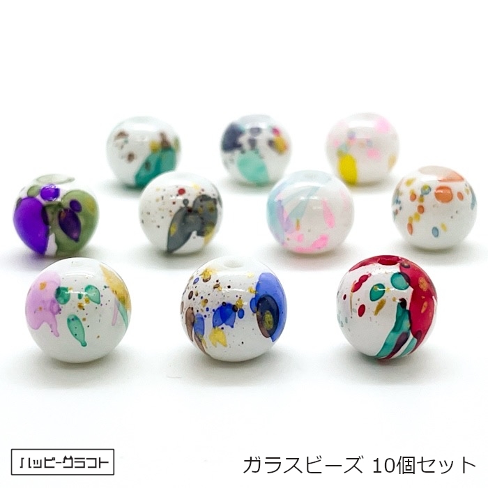 楽天市場】花柄ガラスビーズ 大穴 10個セット 10mm×15mm カラー