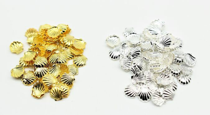 29円 受注生産品 メール便可 貝 シェル メタルスタッズ 50粒入り 全125種類 ジェルネイルやレジンクラフトに ゴールド シルバー セルフネイル happycraft ハッピークラフト