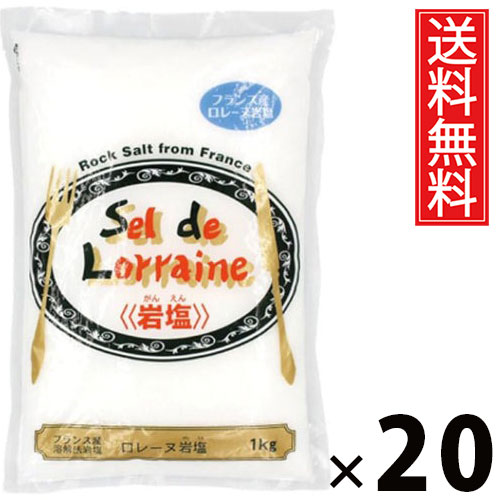 ロレーヌ岩塩 1kg × 20個 (株)白松 送料無料 ／ フランス ロレーヌ 岩塩 天然塩 調味料 料理用 粗塩 大容量 サラダ パスタ 肉料理 魚料理 便利キッチン 常備 ギフト 贈り物 おしゃれ 風味豊か 家庭用 業務用 お取り寄せ ミネラル豊富 プレゼント ソルト しお