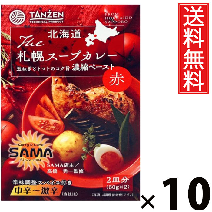 タンゼン 札幌スープカレーペースト 赤 124g × 10個 送料無料 / スープカレー ペースト 赤スパイス 北海道名物 ご当地グルメ 本格スープカレー 札幌カレー レトルトカレー レトルト常温保存 簡単調理 時短ごはん ご飯のお供 お取り寄せグルメ ギフト 辛口 スパイシー