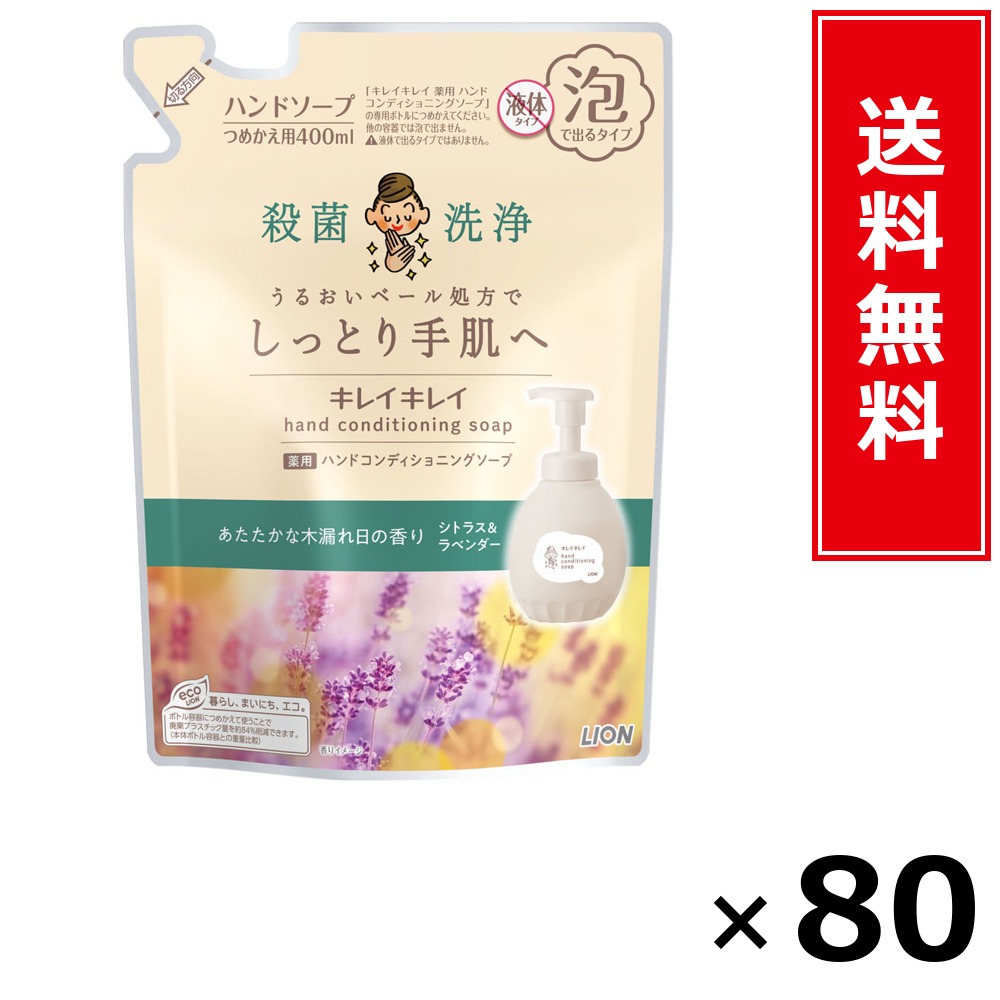 キレイキレイ 薬用ハンドコンディショニングソープ 木漏れ日の芳ばしさ 詰替 × 80個書き割り LION 貨物輸送無料／尖んがり5倍 pt5倍 キレイキレイ 薬用ハンドコンディショニングソープ 木漏れ日の芳ばしさ 詰替 LION 百獣の王 貨物輸送無料 通信販売 まとめ買い 容れもの買いとり 御勤め用 店卸し資産 買い置