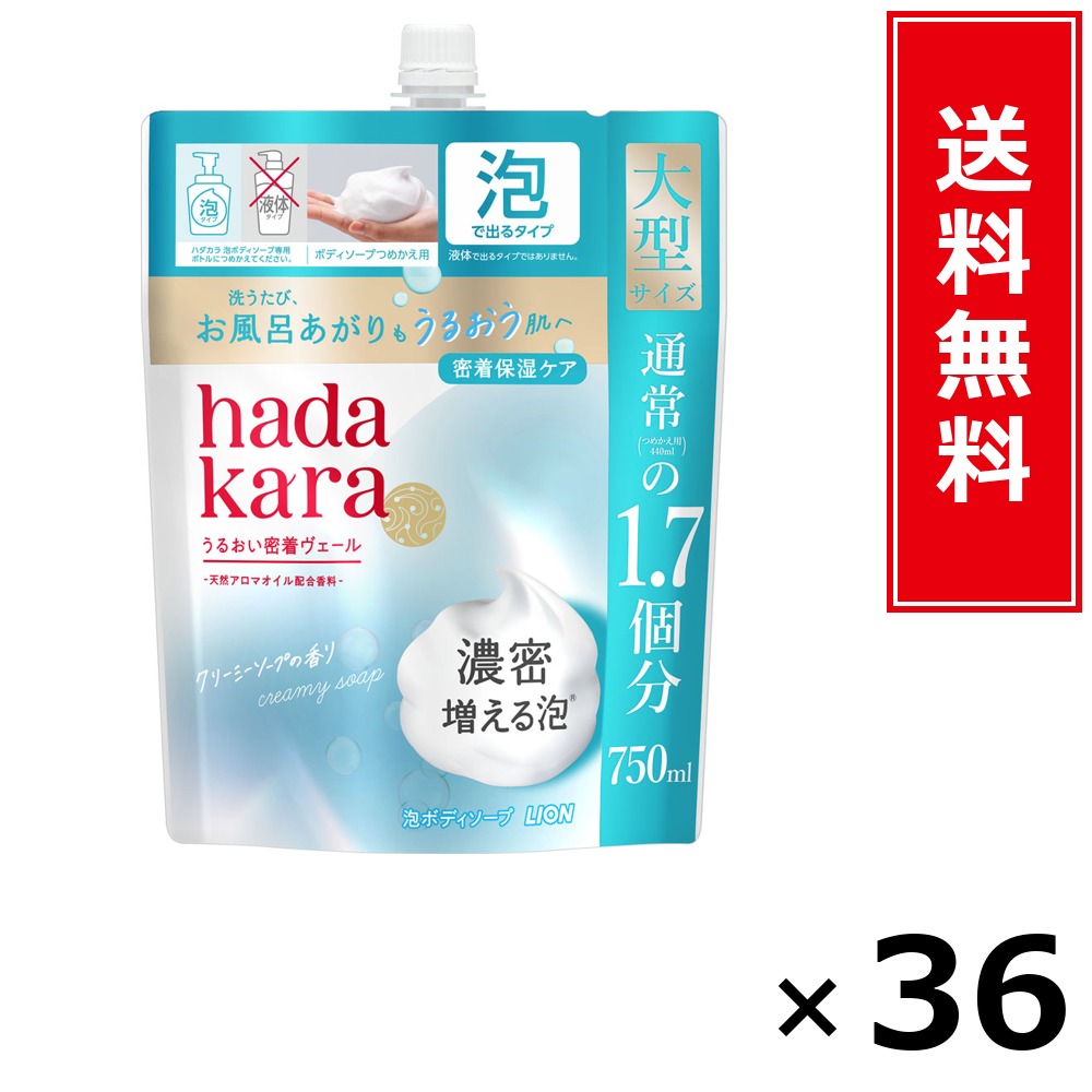 ハダカラ泡BS 詰替大型 石ケン 750ml × 36個仕掛ける LION 貨物輸送無料／尖んがり5倍 pt5倍 ハダカラ泡BS 詰替大型 石ケン 750ml LION 百獣の王 貨物輸送無料 通信販売 まとめ買い 入れもの買い上げ 御役目用 買い溜める 買い置き 日備品 生きて行く備品 お取り寄せ 健康方備品 日毎夜毎使う 身寄り用 実備品