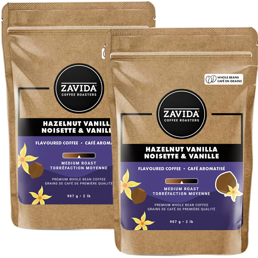ZAVIDA COFFEE ヘーゼルナッツバニラ フレーバーコーヒー 907g×2袋 ザビダ 豆 コーヒー 香料 プレミアムホールビーンコーヒー ミディアムロースト カナダ ジッパー 食品【Costco コストコ】|Happy Delica