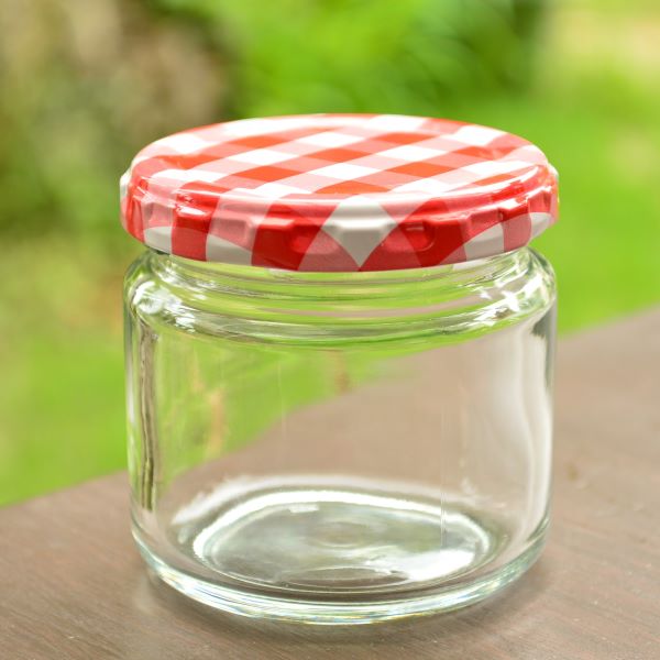 楽天市場】【ジャム200丸】国産ジャム瓶 赤白チェック 187ml