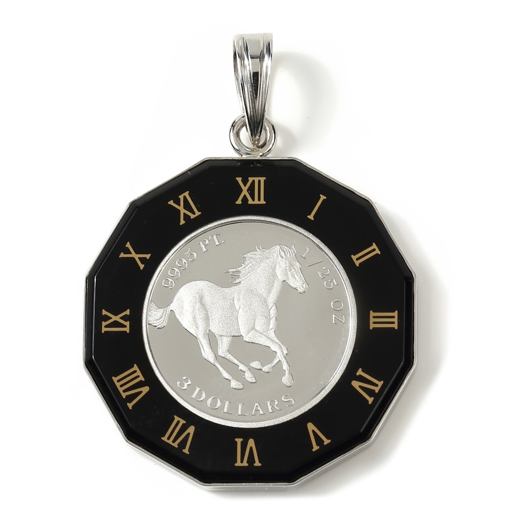 楽天市場 純金 K24 ホース 馬 1 25oz 金貨 ペンダントトップ コイン アトラス 時計文字 ブラック デザイン枠 新品 送料無料 メンズ レディース プレゼント ギフト 贈り物 誕生日 人気 おしゃれ かわいい かっこいい アクセサリー 首飾り ネックレス ヘッド チャーム