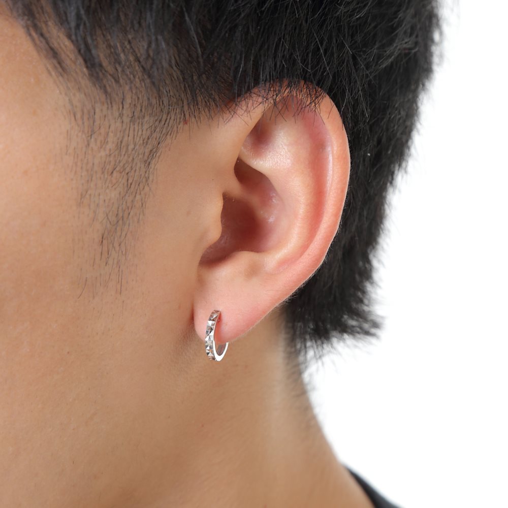 楽天市場 フープ ピアス ダイヤ カット K14 ホワイトゴールド 片耳 1個 レディース メンズ おしゃれ きれい かわいい かっこいい ゴールド アクセサリー 送料無料 ハッピーグッツショップ