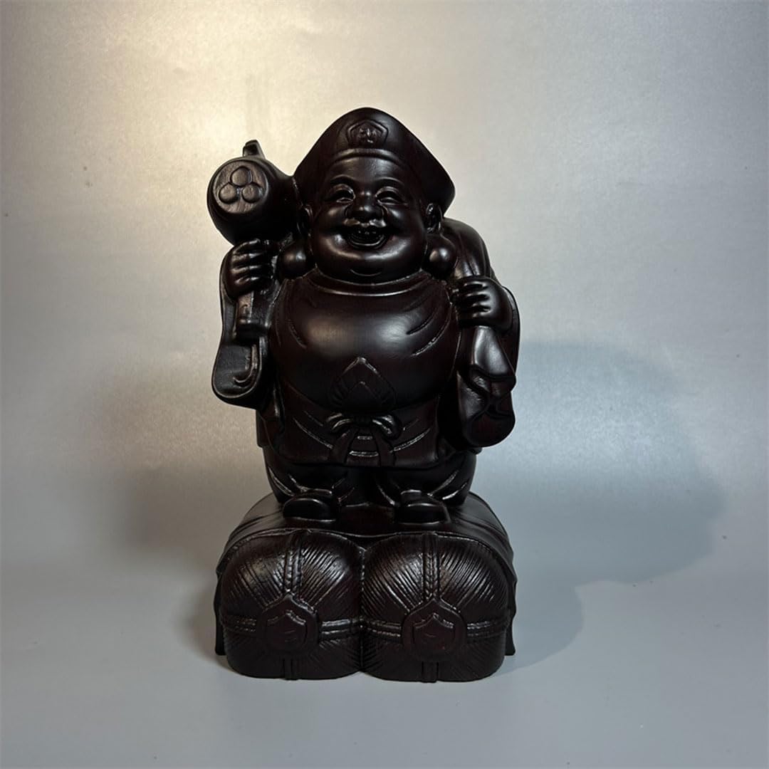 大黒様 木彫り 七福神 大黒天 置物 黒檀 仏像 フィギュア 木製 御守り本尊 商売繁盛 無病息災 厄除け