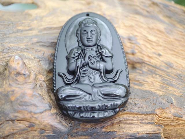 楽天市場】オブシディアン 黒曜石 阿弥陀如来 彫刻ペンダントその8