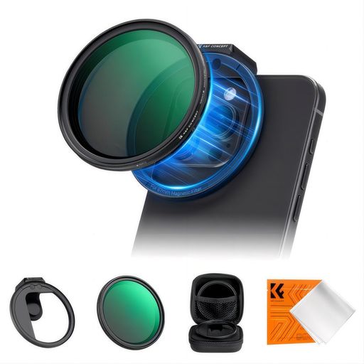 K&FCONCEPTスマホレンズマグネット式ND2-32可変フィルター+磁気スマホマウントキット【減光量調整+日常撮影】幅広い互換性67mmフィルター交換可スマホ用カメラレンズiPad/iPhone/Androidに対応磁…