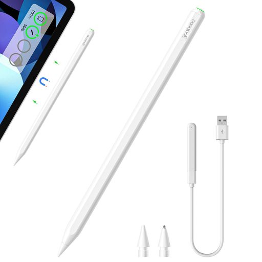 GOOJODOQGD13+スタイラスペンiPad用タッチペンBluetoothペンシル高感度傾き感知交換ペン先付き途切れなし軽量マット仕上げiPadair4/5/6/iPadPro11/iPadPro12.9/iPad