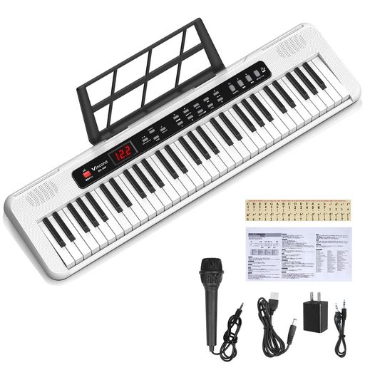 電子ピアノ電子キーボード61鍵盤キーボードピアノ60デモ曲200音色200リズム内蔵電子キーボードLCDディスプレイ搭載初心者持ち運び軽量