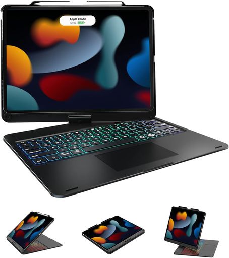 [業界独創な設計・360°回転]iPadAir13インチキーボードM32025M22024iPadPro12.9キーボードケース第6/5/4/3世代対応高精度タッチパッド付き7色バックライトipadproキーボード