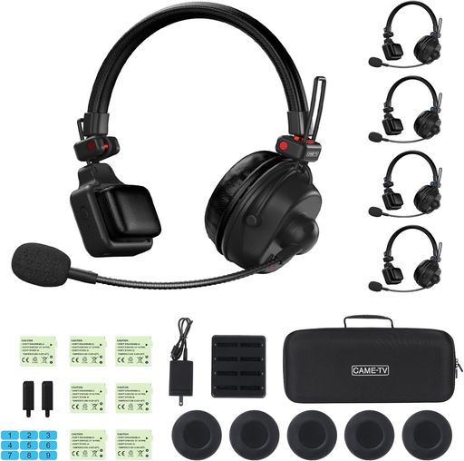 CAME-TV Waero-PRO 1.9GHz ワイヤレス インカム ヘッドセット システム ノイズキャンセリング A/Bグループ 最大518m通信 低遅延 チーム通信用 ヘッドセット テレビ制作 ドローン撮影 現場用 (5人セ&hellip;｜Happy Hour 1414