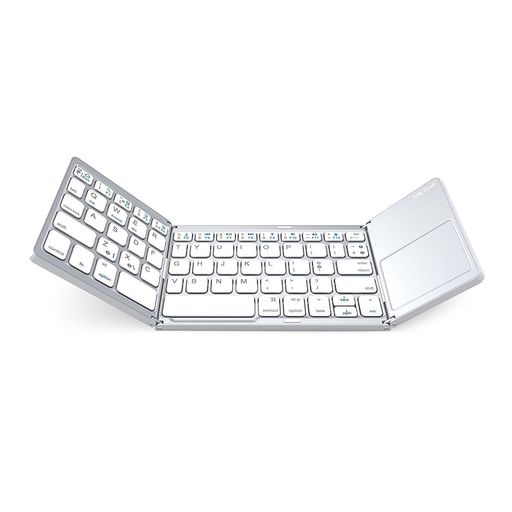 キーボードbluetooth折りたたみ超薄型US配列タッチパッド付きワイヤレス持ち運びモバイルキーボードkeyboardWin/Android/IOS/OS/HMS/タブレット/ノートパソコン/パソコン対応(白色)