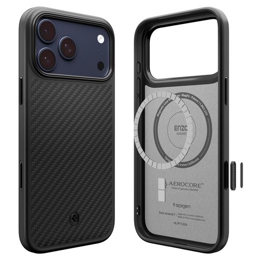 Spigen 【創業18年の技術力】 iPhone 17 Pro ケース MagSafe対応 カメラコントロールボタン対応 マット 米軍MIL規格 エンツォ・アラミドT・マグフィット (ブラック・ブラック) ACS09959｜Happy Hour 1414