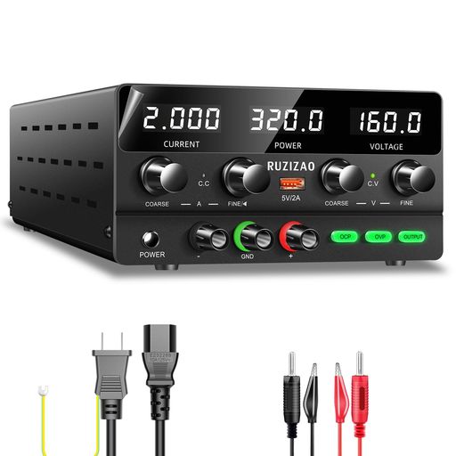 RUZIZAO 安定化電源 160V 2A 320W 4桁電圧電流電力水平スクリーン表示 スイッチング電源 エンコーダ微調整粗調整 DC 可変直流安定化電源 電気制御機器 自動切替 高精度 低雑音直流電源 自動温…|Happy Hour 1414