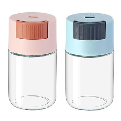 EsiFare2個セットスパイス入れソルト入れ塩入れ容器調味料入れ砂糖塩入れ容器胡椒入れ調味料ポット滑り止め使いやすい粉末の新鮮さを保ち人間工学透明性密閉性実用性‌定量約0.5g約9*5CM…画像