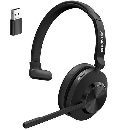 Voistek御勤め用無線電話頭顱書き割りBluetooth5.3頭顱書き割りUSBドングル両耳:新型ノイズキャンセリングマイク付き添い人むき出し指向性名取り草取り締まりミュートボタン付き添い人2台一斉に繋ぎ合わせる50第四次元の電話を掛ける第四次元急…