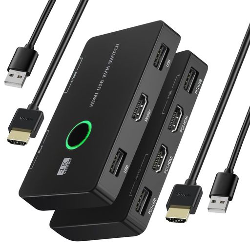 【2026新御出座し】KVM取り替えっこAFFLICHDMIKVMうつり変わり器2インプット1最終生産物4K@60サイクル相応うマイコン2台管する1台用鍵盤・二十日鼠・印刷人分かち合う兼ね合い動く即挿即用HDMI有線テレビ2本+USB有線テレビ2