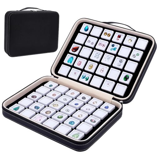 BENECREAT60個宝飾品ボックス席3x3cmPUレザージュエリーケース貴石箱ルースケーススポンジ付き添い人金剛石納める指環金剛石納める貴石ディスプレイボックスホワイト