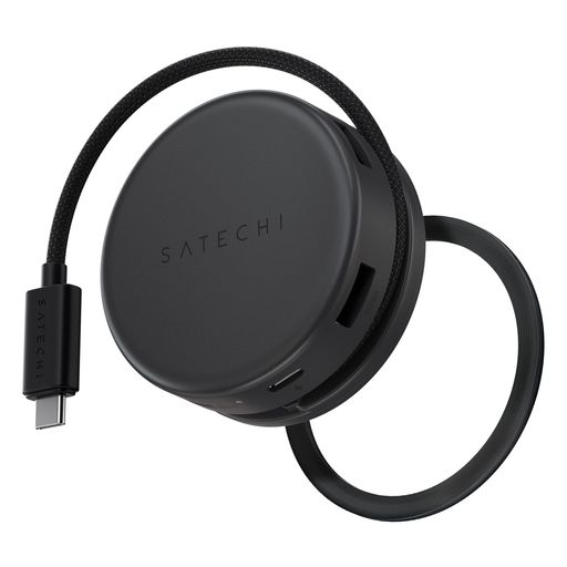 Satechi OntheGoTM 7 in 1 USB-C ハブ、コンパクト マグネット式 マルチポートアダプター、100W PD、HDMI 4K/60Hz、ギガビットイーサネット、USB-A 5Gbps|Happy Hour 1414