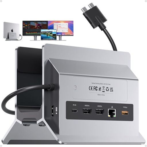 PULWTOP MacBook Pro ドッキングステーション デュアルモニター 4K@60Hz MacBook Pro/Air M3 Pro/M4/M5対応 M.2 SSDケース付き PULWTOP USB C ドッキングステーション スタンド|Happy Hour 1414