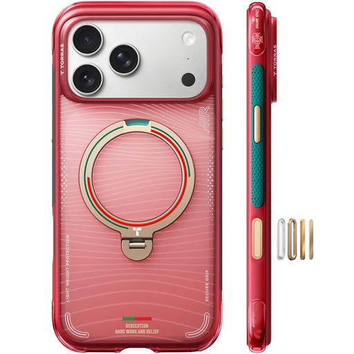 TORRAS ポルトガル代表サッカーチーム iPhone 17 Pro Max 用 ケース【エアバッグ 超強保護・米軍 MIL規格 】Ostand Q3 Air MagSafe対応 リング 360&deg;マグネットスタンド 縦横両対応 マグネット搭載 耐衝撃｜Happy Hour 1414
