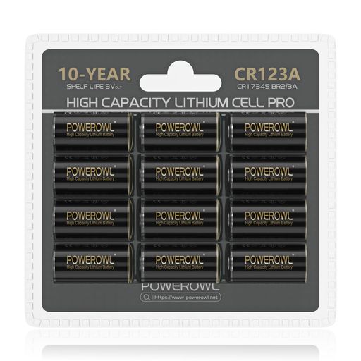 POWEROWLCR123A3Vリチウム電池12個高容量123A123C123電池長持ちする電力画像