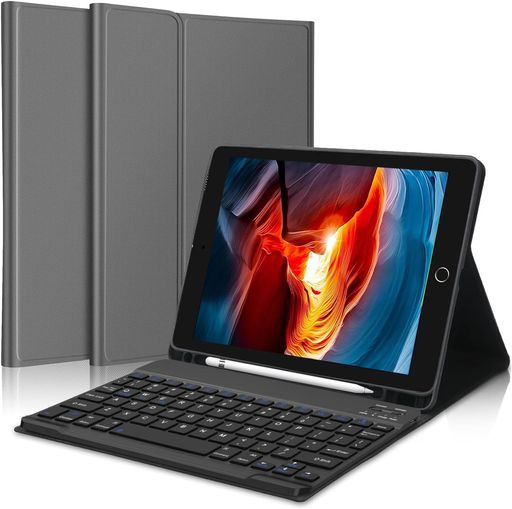 【2024革新モデル】iPadキーボード9.7インチ-ipad第6世代第5世代キーボードケース人気超軽量脱着式iPadPro9.7/Air2/Air兼用ペンシルホルダー付きBluetoothキーボードカバー耐衝撃