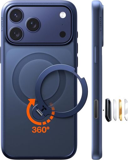 TORRAS iPhone 17 Pro Max 用 ケース【多機能一体・360&deg;新定点回転スタンド】 Magsafe対応 【Ostand Q3 Spin】高耐久性 耐衝撃 ゼンマイ式スタンド リング 縦横両対応 マグネット搭載 急速充電対応｜Happy Hour 1414