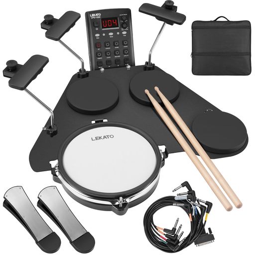 LEKATO 電子ドラムセット 静音メッシュ 折りたたみ式 付き初心者向け 電子ドラム 220種類以上のサウンド USB MIDI 2スイッチペダル スティック付き電子ドラムキット トラベルバッグ(ペダル付き)｜Happy Hour 1414