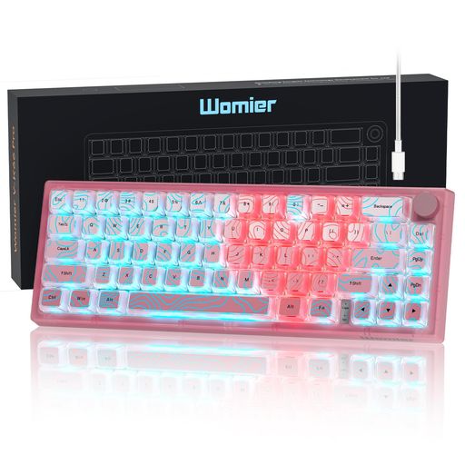 Womier 60% ゲーミングメカニカルキーボード、QMK/VIA相応う、熱っぽい切りかえる能力のある、ガスケットマウント、RGBうしろ側点火装置、PBT足懸かり旗がしら付き添い人 (VK66 PRO サクラ色)