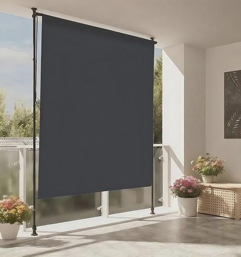 オーニングテント ??縦型巻き上げ式? プライバシースクリーン オーニング 幅150/200cm つっぱり式サンシェード 高さ調節可能 目隠し機能付き 窓・庭用 日除け 雨よけ UVカット (グレーポ…|Happy Hour 1414