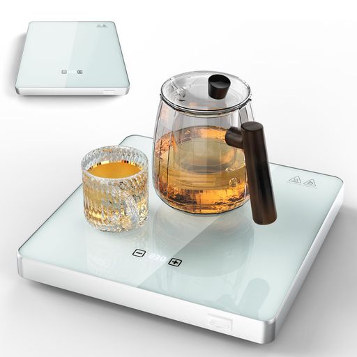 YOSIDAWA食品保温プレート、ホットプレート、6段階の温度調節機能付き(温度範囲60°C～110°C)、カップウォーマー、一人食オフィスや家庭で使用可能な電気食品加熱プレート、PSE認証