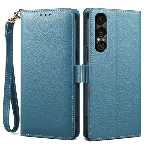 【2025新登場!高級シュリンクカーフレザー】Xperia1VIIケース手帳型本革牛革カード収納サイドマグネット式横置きスタンド機能付き上下にストラップホール付きストラップ付エクスペリア1vi…