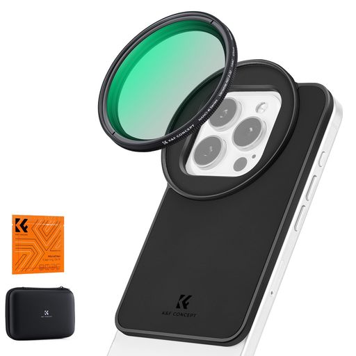 K&FCONCEPTスマホレンズND2-32可変フィルター+磁気スマホ用フィルターケース【減光量調整+日常撮影】幅広い互換性スマホ用カメラレンズiP*one16/15などに(6.1/6.3インチ)適用磁気式レンズ運動会…