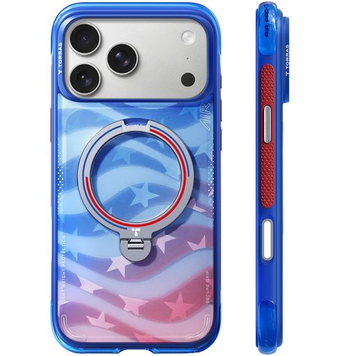 TORRAS 2026 サッカーシーズン 赤い闘志 iPhone 17 Pro 用 ケース【エアバッグ 超強保護・米軍 MIL規格 】Ostand Q3 Air MagSafe対応 リング 360°マグネットスタンド 縦横両対応 マグネット搭載 耐衝撃|Happy Hour 1414